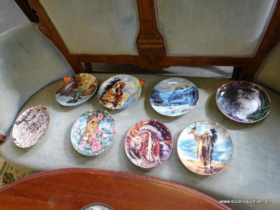 (A1) LOT OF 8 COLLECTOR'S PLATES. ALL WITH WALL HANGERS. 6 RELATE TO NATIVE AMERICANS, 1 IS A PAIR