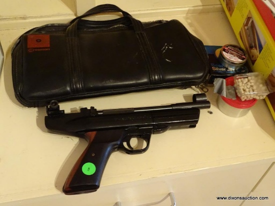 (FR) HURRICANE BEEMAN'S PRECISION AIR GUN (PELLET GUN) WITH ROSEWOOD HANDLE. HAS CASE AND PELLETS