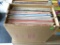 BOX FULL OF RECORDS ON TOP OF TABLE 1. 50 MIXED CHRISTMAS ALBUMS, BURL IVES, KEN GRIFFIN, LAWRENCE