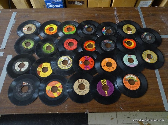 Lot of 25 vintage 45 RPM records including: The Beatles the long and Winding Road and for you blue