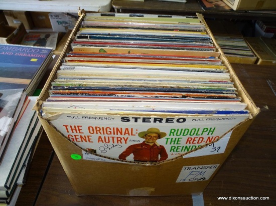 BOX LOT OF 100 RECORDS. INCLUDES THE 4 SEASONS, EVERYTHINGS ARCHIE BY THE ARCHIES, RUFUS THOMAS