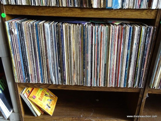 SHELF LOT OF RECORDS. 200 PLUS OR MINUS. SHELF 4 RACK 2. INCLUDES PETER PAUL AND MOMMY, RAY STEVENS,