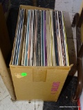 BOX FULL OF RECORDS UNDER TABLE 2. APPROX. 50 PLUS OR MINUS. INCLUDES THE 4 LADS, GLENN MILLER, NAT