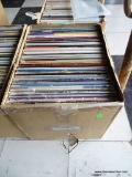 BOX FULL OF RECORDS UNDER TABLE 1. APPROX. 100. PLUS OR MINUS. INCLUDES PHYLLIS DILLER, JONATHAN