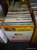 BOX FULL OF RECORDS UNDER TABLE 3. APPROX. 100 PLUS OR MINUS. INCLUDES HANK WILLIAMS JR., GEORGE