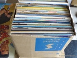 BOX FULL OF RECORDS ON TOP OF TABLE 1. APPROX. 50 MIXED TO INCLUDE, SHA NA NA , NEW EDITION, THE