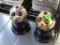 (METAL SHELVES) PAIR OF MINI ROTATING DISCO LIGHT BALLS ON STANDS: 5