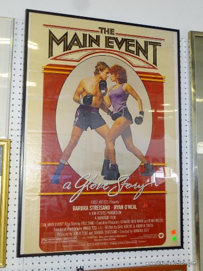 (WALL) BARBRA STREISAND "THE MAIN EVENT (A GLOVE STORY)" MOVIE POSTER. IN BLACK FRAME: 28"x40"