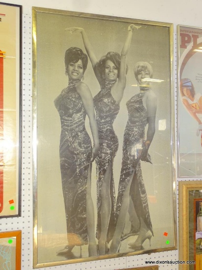 (WALL) FRAMED DIANA ROSS AND THE SUPREMES POSTER IN SILVER FRAME: 30"x49"