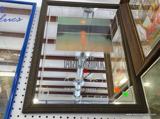 (WALL) FINLANDIA MIRRORED BACK ADVERTISING SIGN IN WOODEN FRAME: 18.25"x24.25"