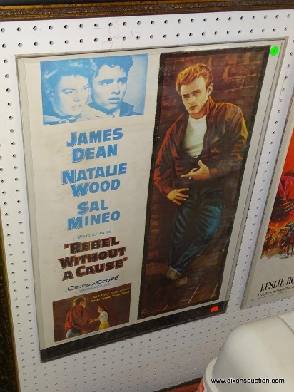 (WALL) JAMES DEAN "REBEL WITHOUT A CAUSE" MOVIE POSTER IN PROTECTIVE CLEAR COVER: 20"x30". THIS