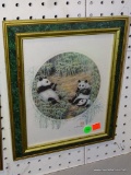 (WALL) FRAMED, SIGNED, AND NUMBERED PRINT OF PANDA'S. #219/950. SIGNED JOHN CHENG: 10.5