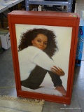 (METAL SHELVES) HANGING WOODEN DISPLAY WITH DIANA ROSS PRINT: 23