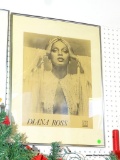 (DIVIDING WALL) FRAMED AND MATTED DIANA ROSS PRINT IN SILVER FRAME: 18.5