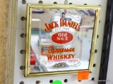 (WALL) JACK DANIELS MIRRORED BACK ADVERTISING SIGN. IN BRASS FRAME: 4.5