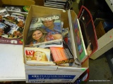 (TABLES) BOX LOT OF BARBRA STREISAND RELATED ITEMS: MISC. MAGAZINES. BARBRA STREISAND THE UNTOLD