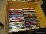 (TABLES) BOX OF DVDS: HAIRSPRAY. WEST SIDE STORY. THE TEMPTATIONS. SPICE WORLD. BIG DADDY. ETC.