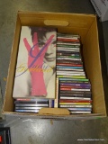 (TABLES) BOX OF CDS: CELINE DION. JACKSON 5. RUPAUL. ABBA. MOTOWN LEGENDS. ETC. (APPROXIMATELY 79