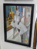 (WALL) FRAMED AND MIRRORED BACK MARILYN MONROE PHOTO. IN BLACK FRAME 12.75