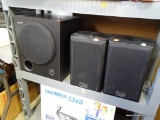 (TABLES) LOT OF 3 SPEAKERS: PAIR OF INFINITY SIDE SPEAKERS AND A SONY SUBWOOFER.