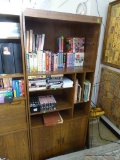 (WOOD SHELVES) WOODEN SHELVING UNIT WITH 7 STORAGE AREAS AND 2 LOWER DOORS: 32.75