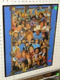 (BACK WALL) FRAMED PHOTO OF VARIOUS COUNTRY MUSIC STARS IN BLACK FRAME: 16