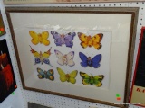 (WALL) FRAMED AND DOUBLE MATTED PRINT OF BABIES IN BUTTERFLY COSTUMES: 30
