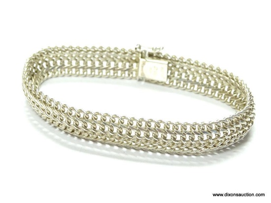 .925 STERLING SILVER LADIES 11MM WIDE WOVEN BRACELET. 8''