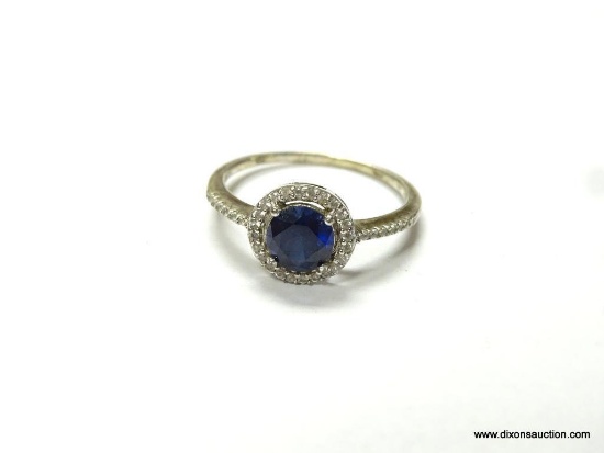 .925 STERLING SILVER LADIES SAPPHIRE 1.25CT GEMSTONE RING SIZE 8.5