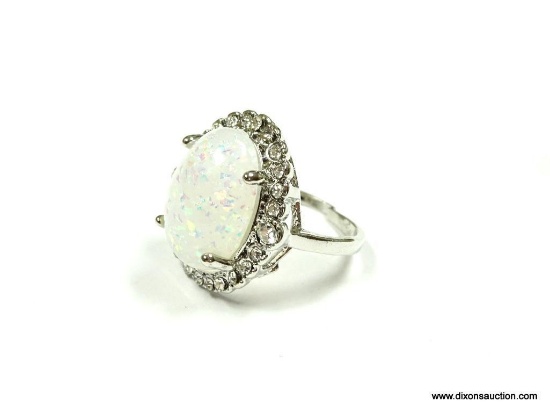 .925 STERLING SILVER LADIES 5CT OPAL GEMSTONE RING SIZE 7