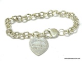 .925 STERLING SILVER TIFFANY & CO. LADIES LINK BRACELET WITH ORIGINAL TIFFANY & CO. HEART PLATE.