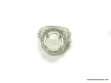 .925 STERLING SILVER LADIES 3CT OPAL FILIGREE RING SIZE 7.25