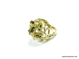 14K YELLOW GOLD LADIES 1CT MARQUISE CUT EMERALD RING SIZE 8. 7.7 GRAMS