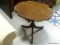 (ROW 2) BOMBAY AND CO. 3 LEGGED MAHOGANY TURTLE SHELL TOP END TABLE: 17.5