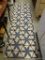 (ROW 2) CAPEL FLORAL GEOMETRIC PATTERN RUNNER IN BLUE AND WHITE: 94