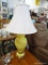 (ROW 2) LARGE YELLOW GINGER JAR STYLE LAMP WITH SHADE AND FINIAL: 6