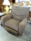 (ROW 3) BRUSHED SUEDE SWIVEL ROCKING ARMCHAIR: 37