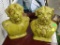 (ROW 2) 2 DECORATIVE BUSTS OF DOG FIGURES: 1 OF A GENERAL STYLE DOG AND 1 OF A COLONIAL STYLE? DOG.