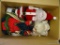 (ROW 3) BOX LOT OF CHRISTMAS ITEMS: SANTA CLAUSES. ANGEL FIGURINE. ETC.