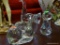 (ROW 1) 3 GLASS CATS (1 IS A VOTIVE HOLDER SIGNED AVON)