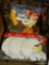 (ROW 4) LOT OF ROOSTER RELATED ITEMS: BAG OF PLUSH ROOSTER TOYS AND STAND ALONE PAPER ROOSTER