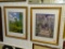 (ROW 1) PAIR OF FRAMED AND DOUBLE MATTED PRINTS (1 OF A LANDSCAPE. 1 OF A GARDEN). IN GOLD TONED