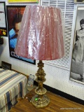 (ROW 1) BRASS LAMP WITH SHADE AND FINIAL: 7