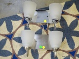 (ROW 1) PAIR OF METAL INTERIOR WALL SCONCE LAMPS WITH SHADES: 12
