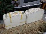 (ROW 2) PAIR OF VINTAGE WHITE SUITCASES