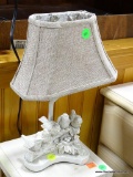 (ROW 2) BIRDS SITTING ON A BRANCH WITH NEST STYLE LAMP. HAS BURLAP SHADE: 6