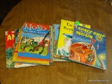 (ROW 2) LOT OF VINTAGE CHILDREN'S BOOKS: SPACESHIP TO THE MOON. TIM AND THE PURPLE WHISTLE. LASSIE