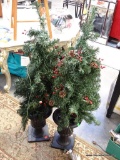(ROW 2) PAIR OF FAUX CHRISTMAS TREES IN PLANTERS: 43