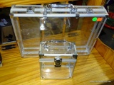 (ROW 2) CLEAR SUITCASE AND A CLEAR FILING BOX