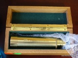 (ROW 3) CLEAR CHANNEL BRASS SPYGLASS IN MAPLE PROTECTIVE CASE. CASE: 7